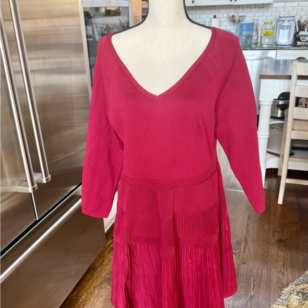 Red V-Neck Dress